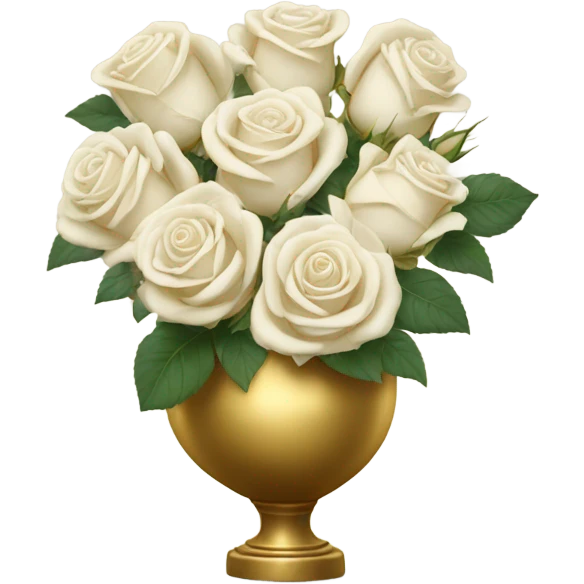 white roses in a golden vase emoji