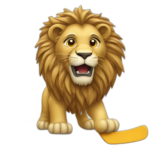 Lion qui fait du hockey sur glace emoji