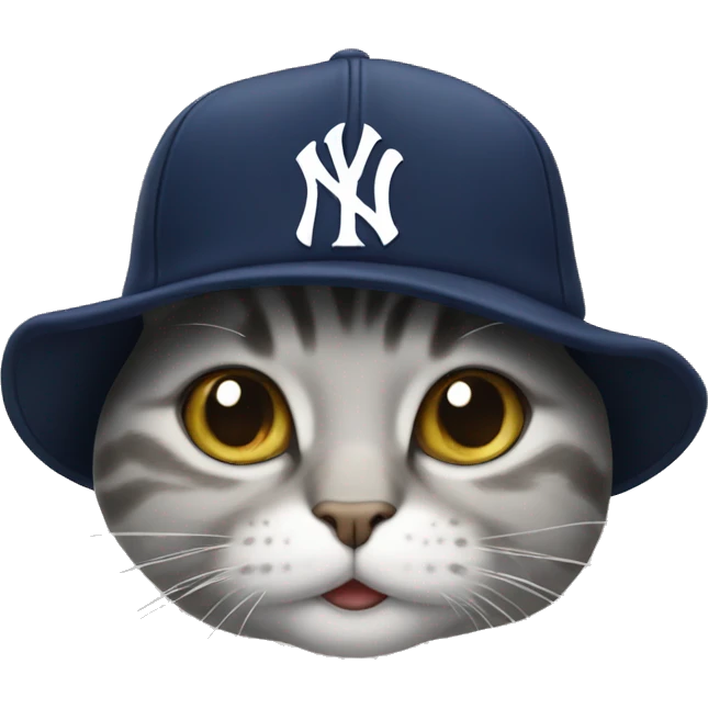 Cat wearing an yankees hat emoji
