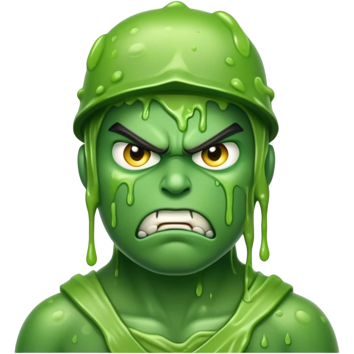 angry green war soldier covered in slime emoji