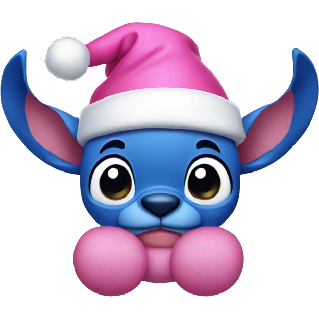 Stitch wearing pink santa hat emoji