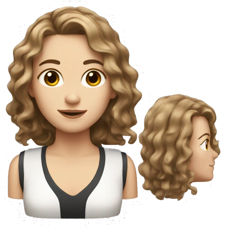 
a white girl with shoulder length wavy brown hair emoji