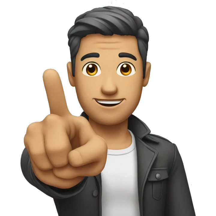 a man pointing with his right hand towards the camera emoji