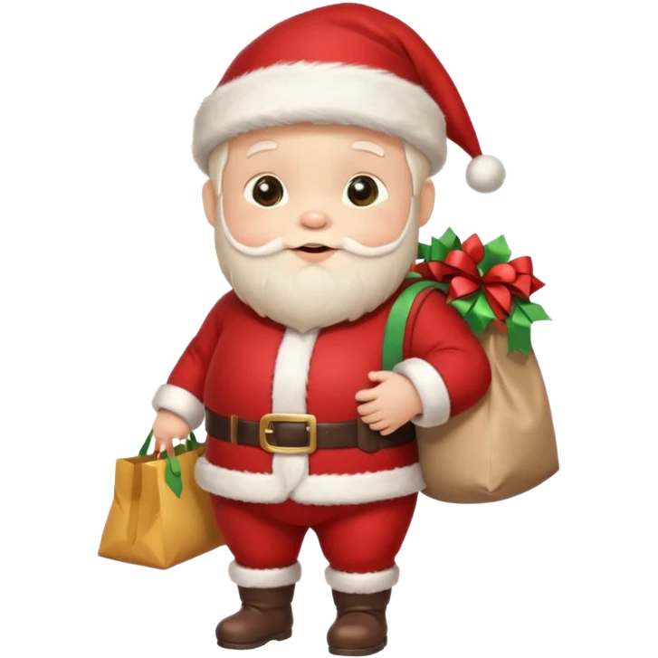 baby Santa Claus is carrying a bag of presents  emoji