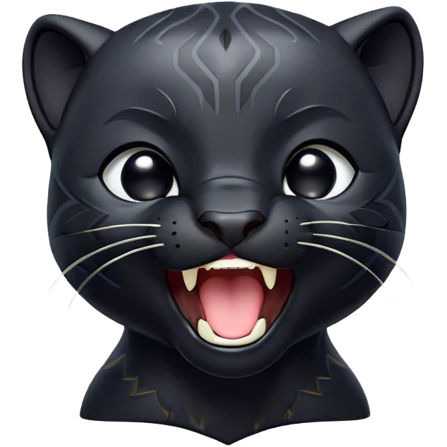 Cinematic Cute Yawning black Panther Portrait Emoji, Head tilted slightly with a dramatic, wide-open yawn, showcasing a sleek, shadowy form with drowsy, half-closed eyes and a relaxed, open expression, Simplified yet irresistibly adorable features, highly detailed, glowing with a soft, cozy dark glow, high shine, relaxed yet expressive, stylized with a dash of whimsical elegance, soft glowing outline, capturing the essence of a drowsy yet affectionate jungle guardian that appears ready to stretch out for a nap! emoji
