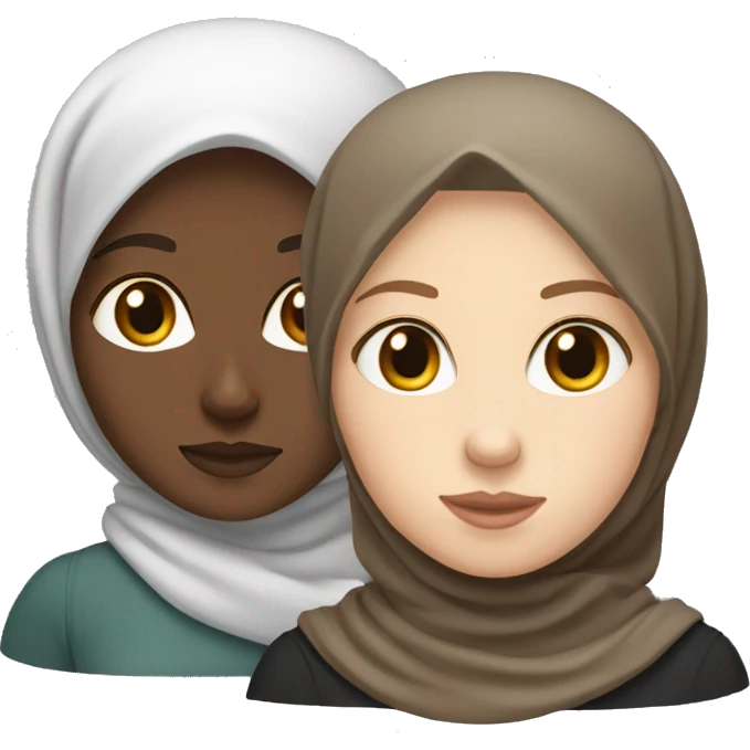 One white girl without a hijab with brown hair with a hijabi friend   emoji