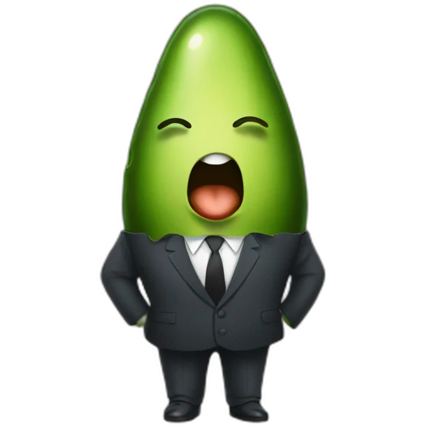 a crying avocado dressed in suits emoji