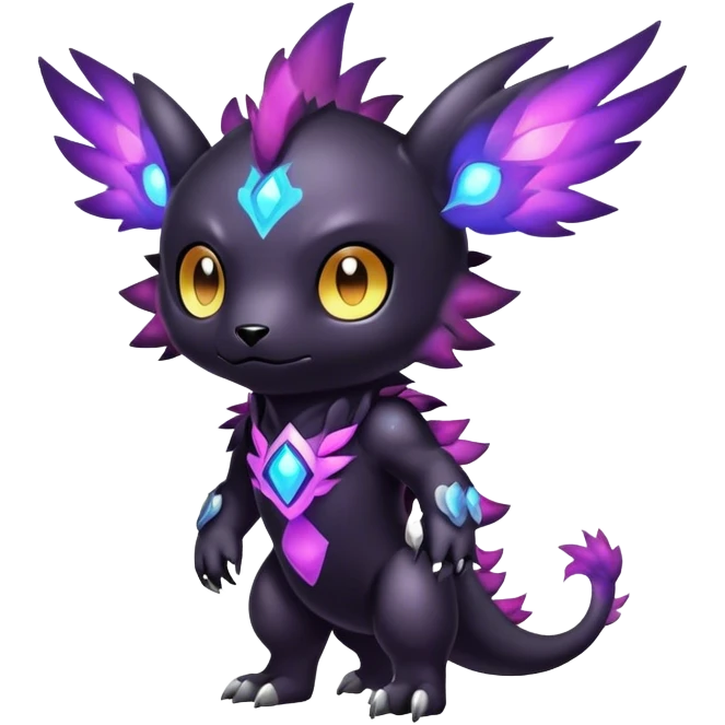 Cute cool colorful dark nebula fantasy-Digimon-animal-hybrid full body emoji