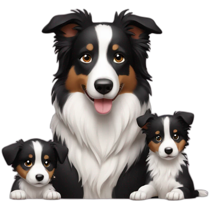 Border collie with 2 puppy emoji