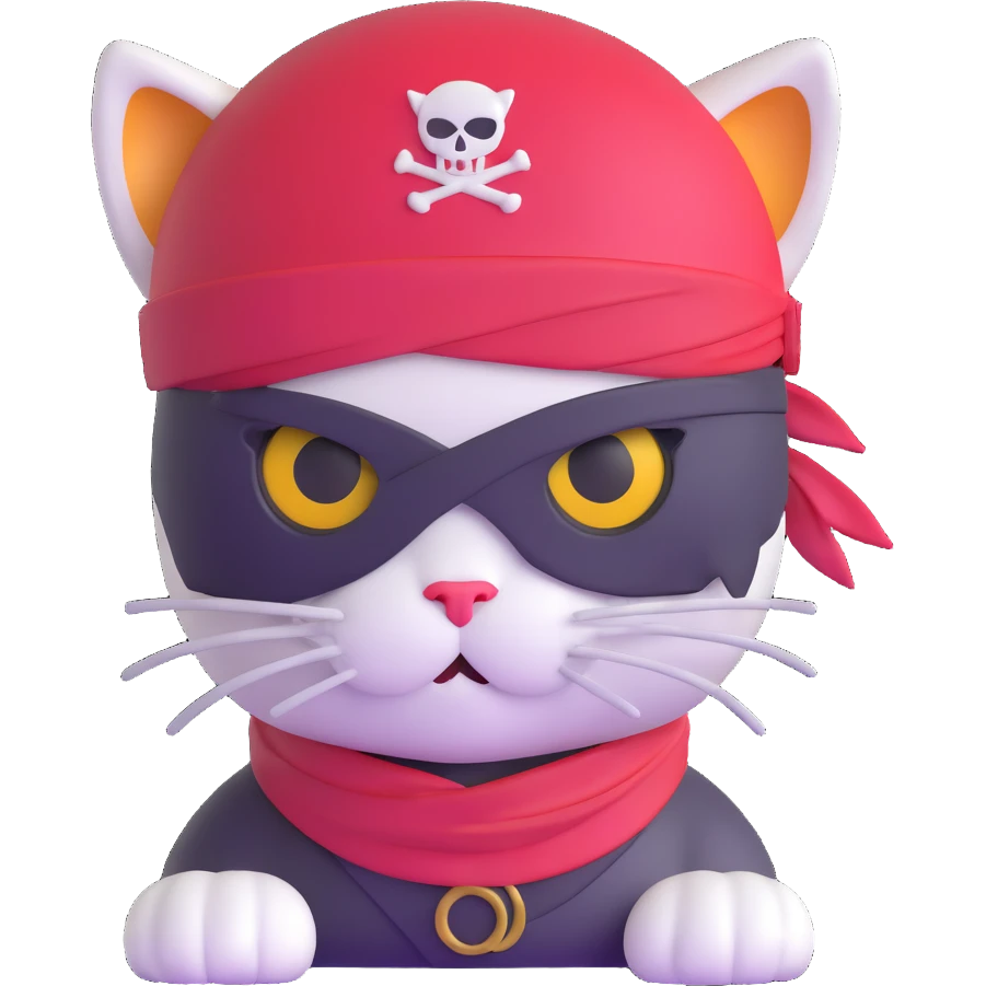 Skibidi cat pirate with a helmet and eye patch in a war zone emoji