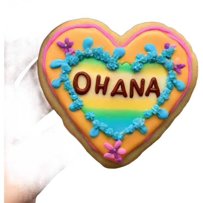 Cookie heart with ohana emoji