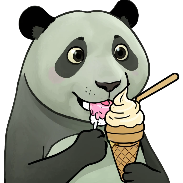 Panda eating ice cream emoji