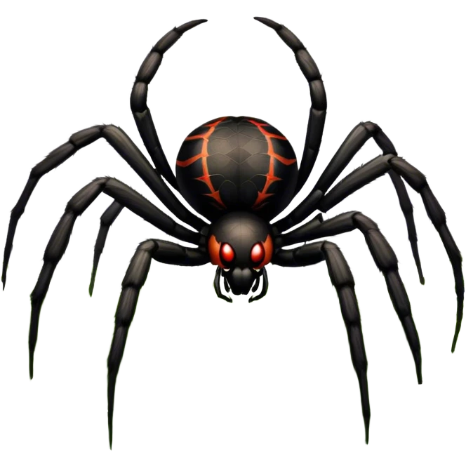 Huge spider sitting on grass with flowers, surrounded by a lush meadow. Detailed eight legs and body, with soft natural lighting enhancing its texture. Calm, serene background with vibrant greenery and a clear sky. Transparent background. emoji