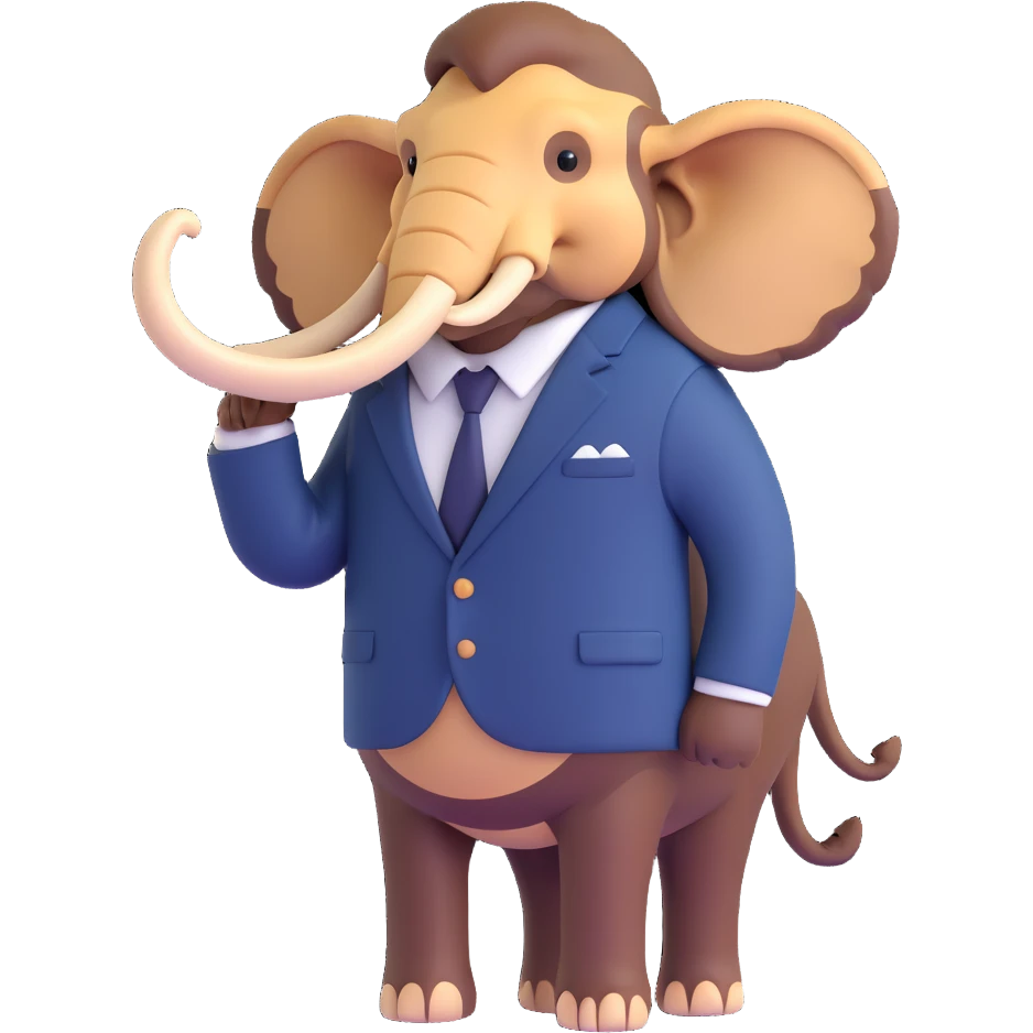 corporate mammoth wearing navy blue blazer emoji