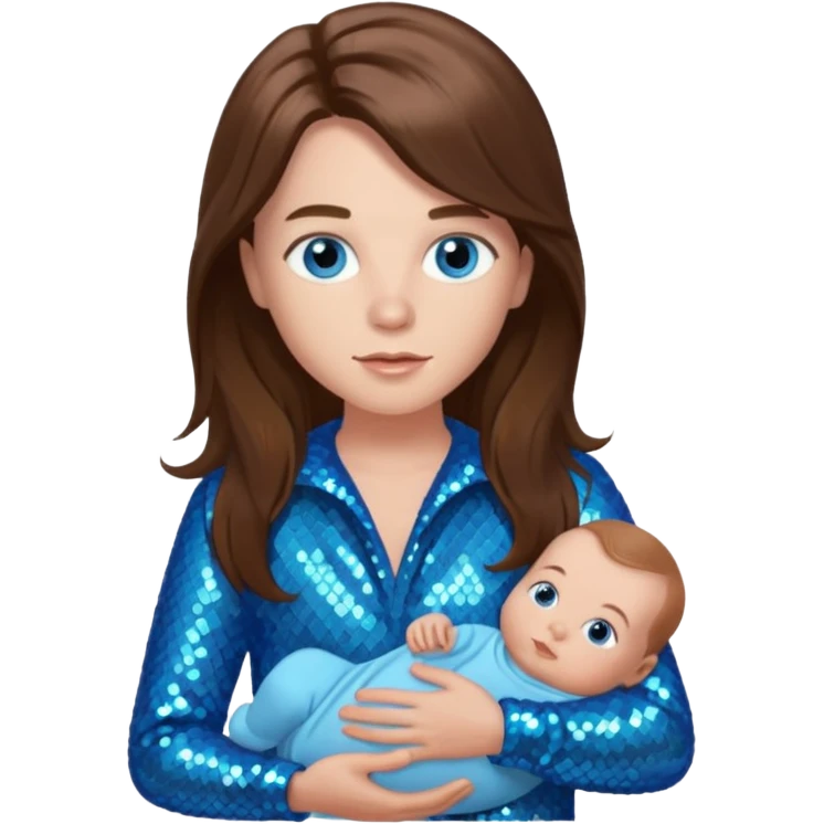 Benson Boone (b.2002), Pop Singer with blue eyes, long brown hair, baby blue sequin outfit emoji