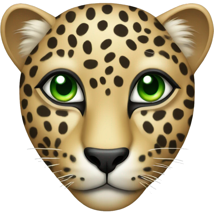 Leopard face with green eyes emoji