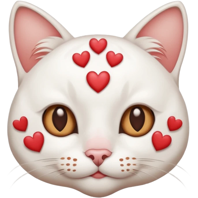 gato blanco con pocas manchitas marrones con corazones sobre los ojos  emoji
