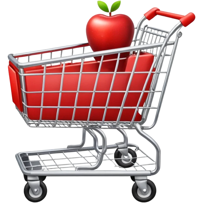 empty shopping cart, side view, shiny, apple emoji style emoji