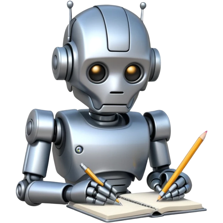 robot writing in a notebook emoji