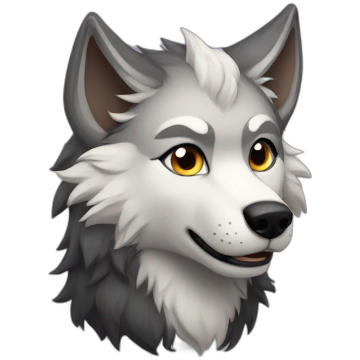 anthro furry wolf with black hair emoji