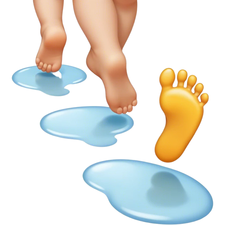 **Baby footsteps lead ahead of larger ones**, as if guiding the adult forward.  emoji