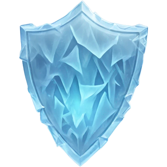  A semi-transparent ice shield, made of large, icy shards with intricate frosty patterns, glowing faintly blue and surrounded by icy mist. emoji