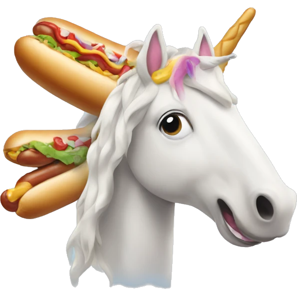 Unicorn eating a hotdog emoji
