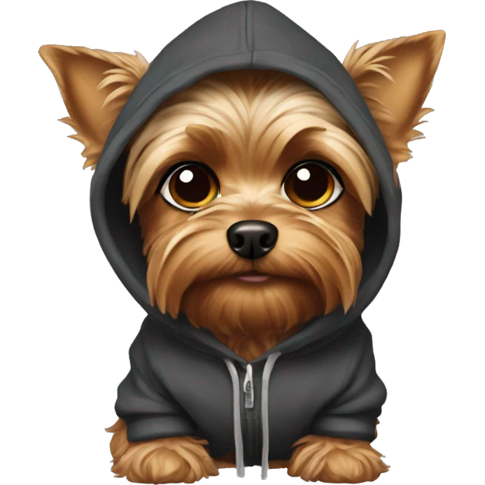 Yorkie wearing a hoodie emoji