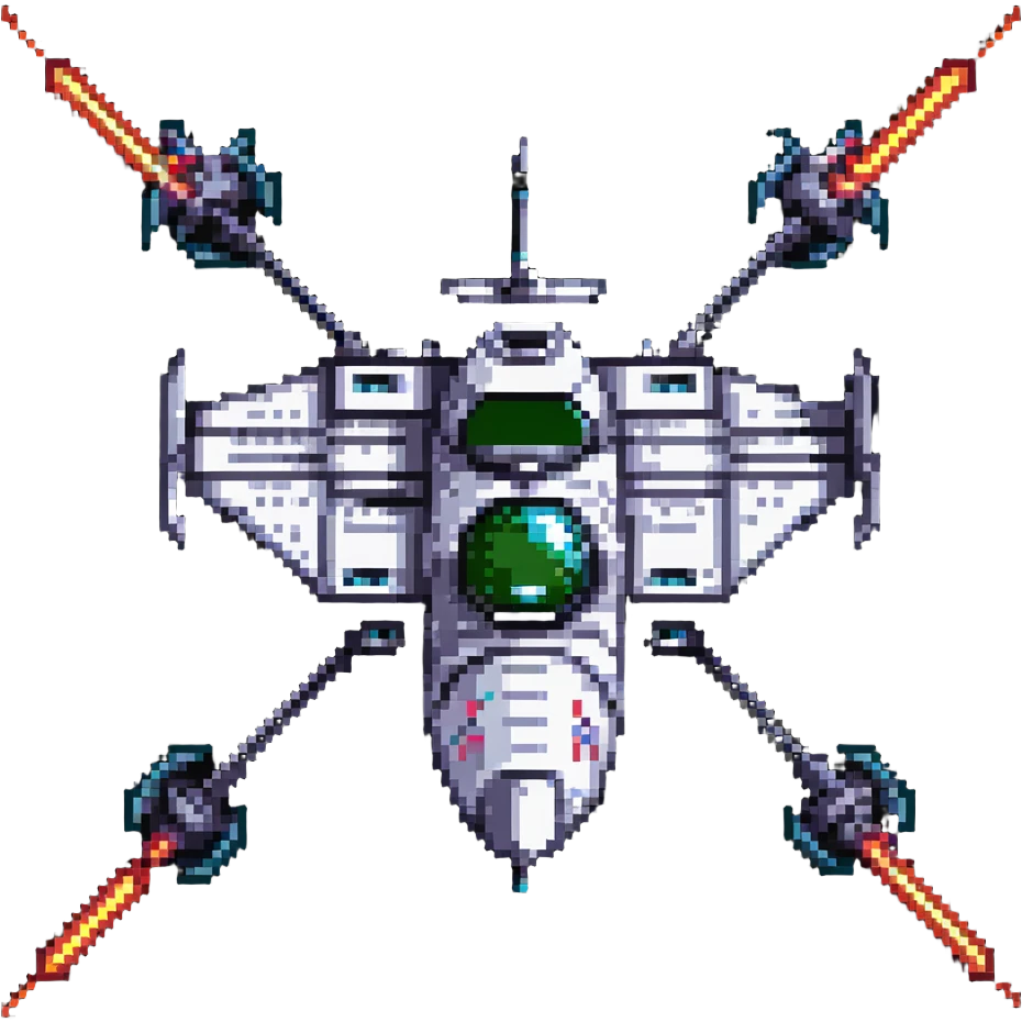 Retro-futuristic space cruiser with laser cannons emoji