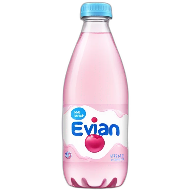 Evian water little bottle with label emoji