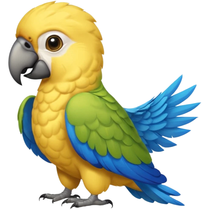 Pappagallo giallo e blu con il giallo sul petto le ali e la coda blu e la fronte poco poco verde emoji