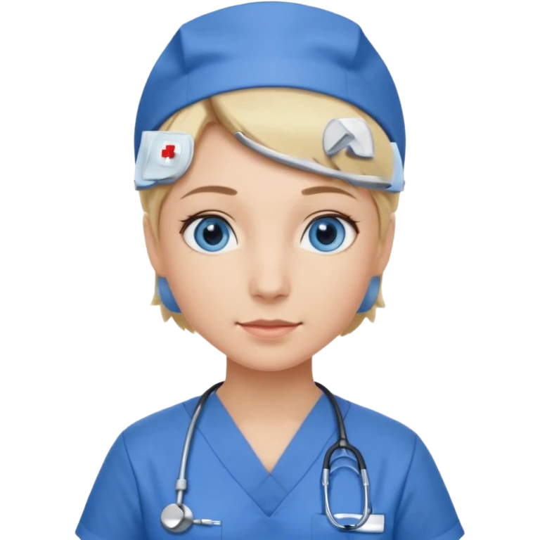 Nurse blue eyes short blond blue scrubs no hat emoji