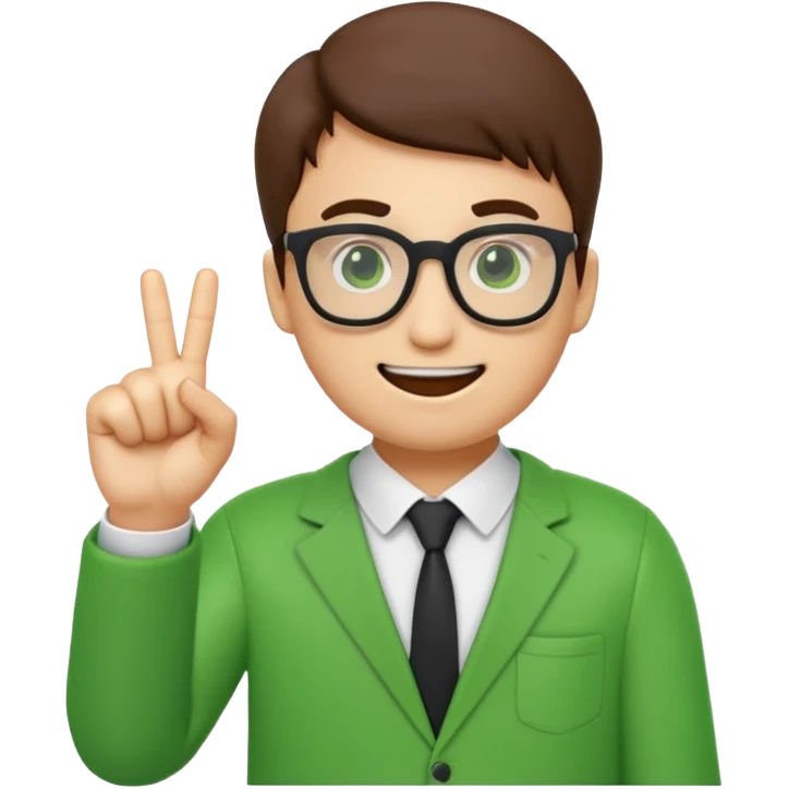 a normal emoji with nerd face and a finger upp with greenscreen emoji