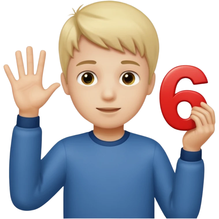 boy holding up number 67 emoji