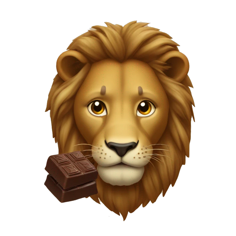 Un lion qui mange du chocolat emoji
