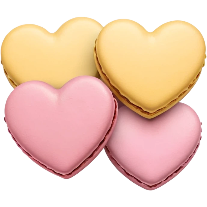 Macaroons in the shape of hearts in soft pink, beige and yellow pastel colors emoji
