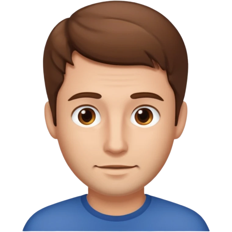 brown-haired man emoji, no beard, no mustache, neutral face emoji