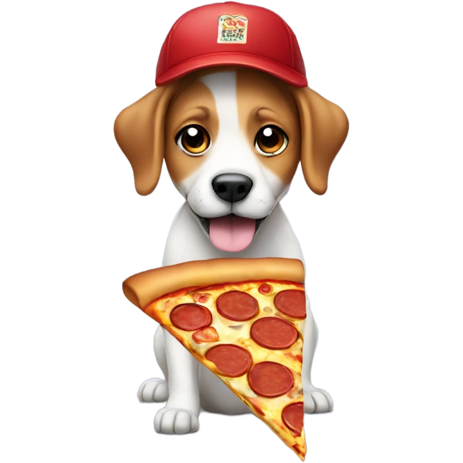 Dog with pizza and cap emoji