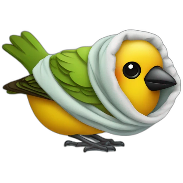 tanager wrapped in blanket emoji