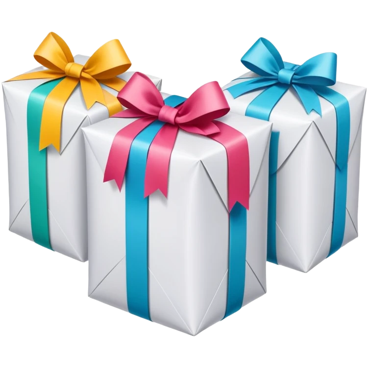 Three identical wrapped clothing packages in a row emoji