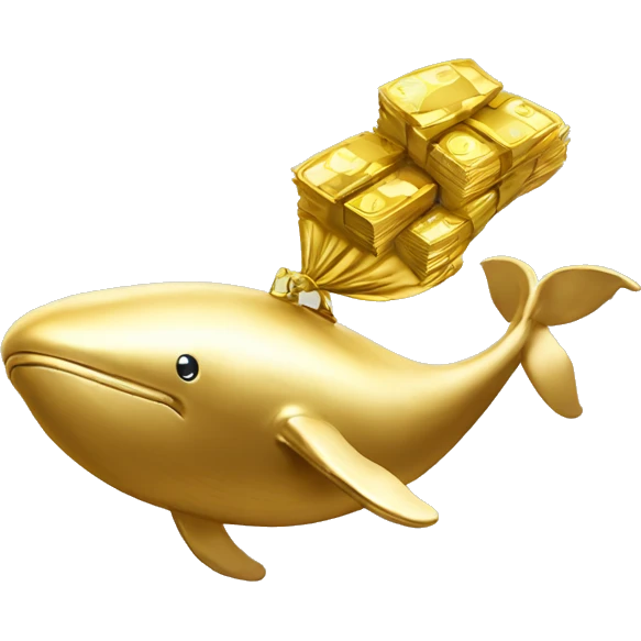 gold whale with money bags emoji