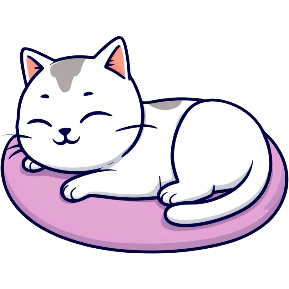 cozy cat sleeping on a soft cushion emoji