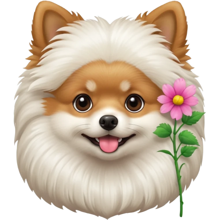 Pomeranian with flower emoji