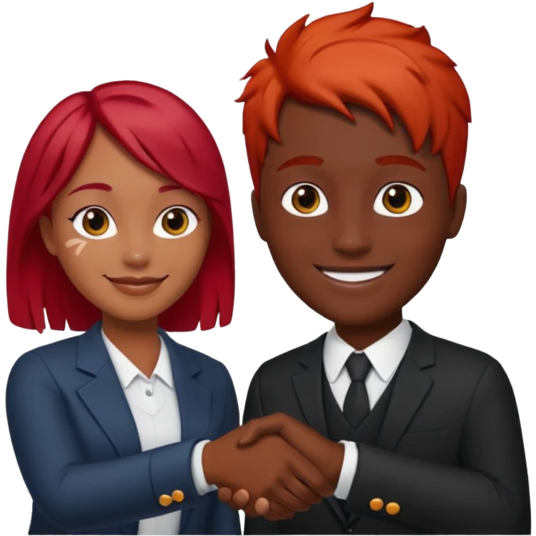 two black and redhead emoji’s handshaking  emoji
