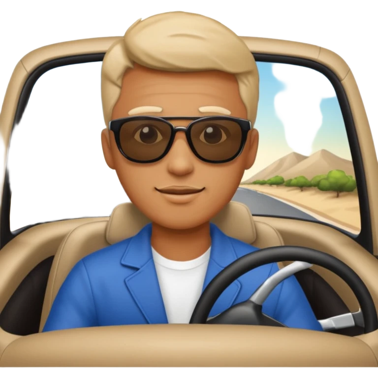 man driving a car emoji