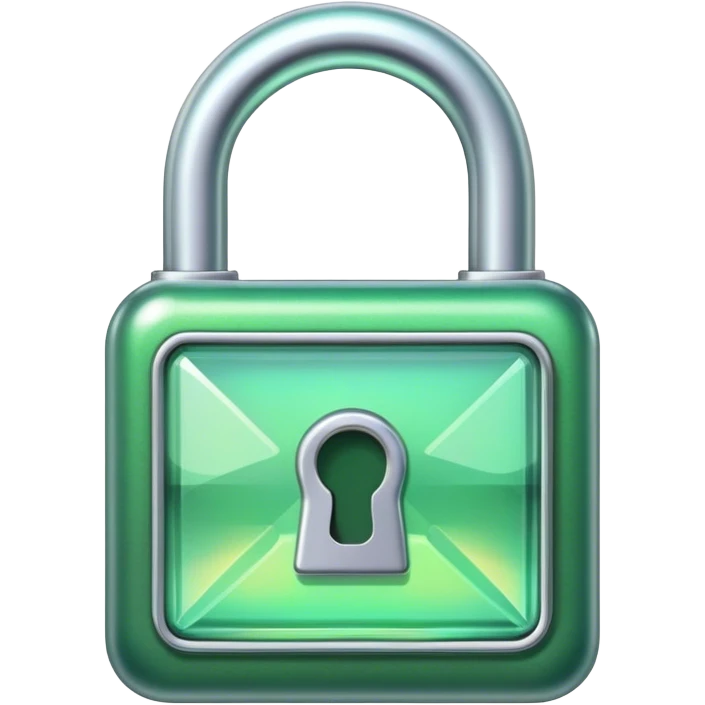 Holographic and glassmorphic green lock emoji