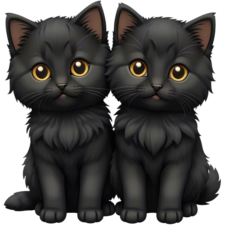 Two cute fluffy solid  black Siberian kittens emoji