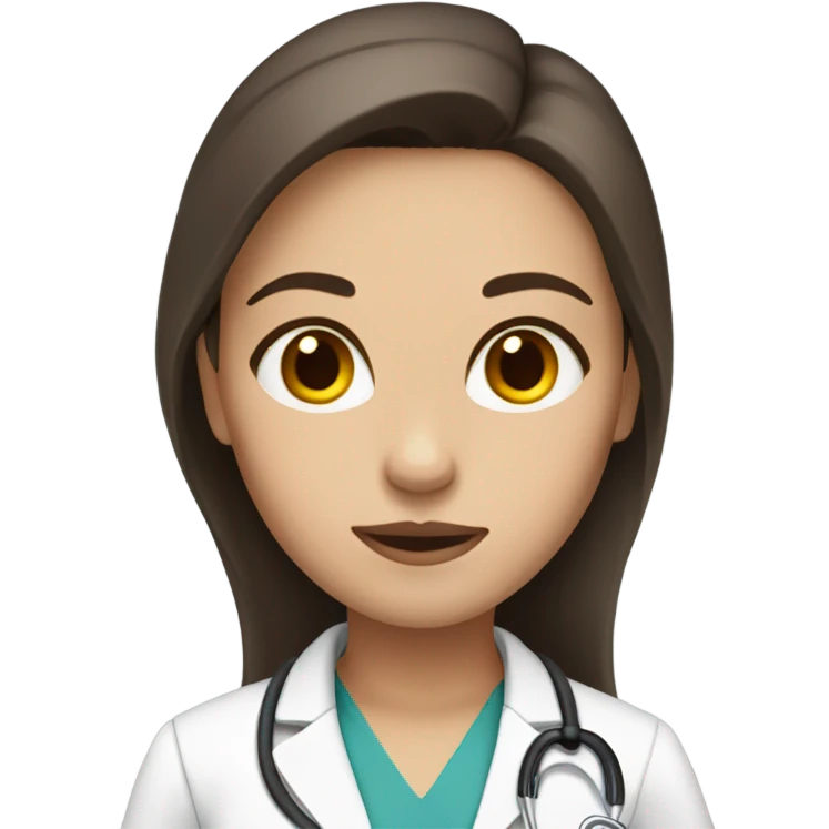 Female doctor long straight brown hair amber eyes and pink lips  emoji