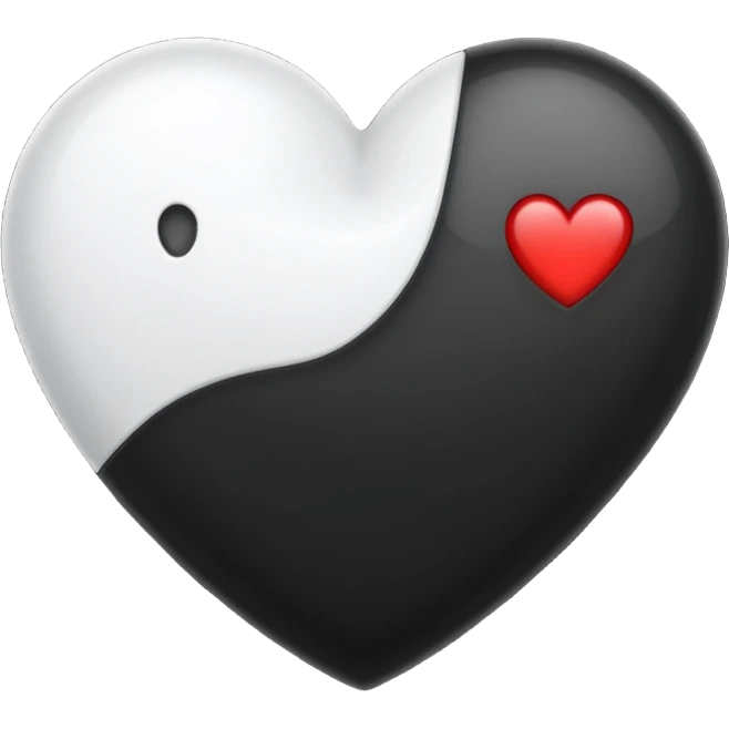 Half Black and half white heart emoji