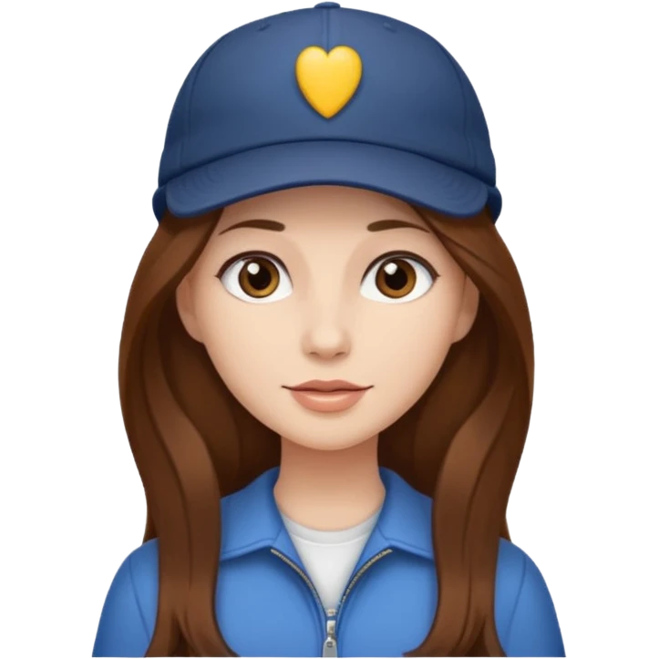  lady with long brown hair wearing a cap emoji